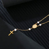 Dainty Rosary-Inspired Pearl Necklace