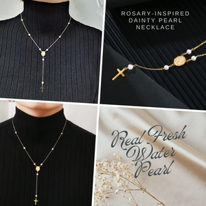 Dainty Rosary-Inspired Pearl Necklace