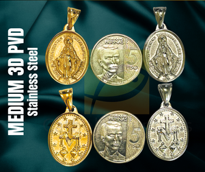 NOW AVAILABLE! 3D Authentic Miraculous Medal with Certificate - Sculpted in Gold PVD Stainless