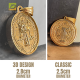 Saint Benedict Protection Medal Genuine Design 3D Gold PVD Premium Stainless Steel