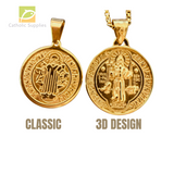 Saint Benedict Protection Medal Genuine Design 3D Gold PVD Premium Stainless Steel