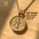 Saint Benedict Protection Medal Genuine Design 3D Gold PVD Premium Stainless Steel