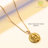 Holy Face of Jesus Nazareno Medal 3D Gold PVD Stainless Steel