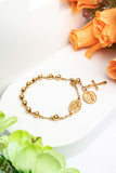 Gold Plated Stainless Steel Rosary Bracelet with Miraculous Medal