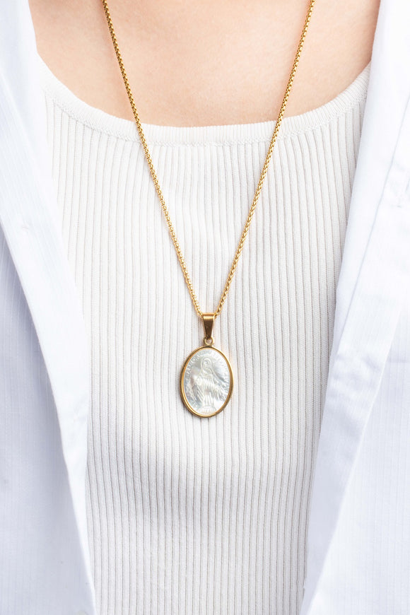 60%OFF Mother of Pearl Miraculous Medal FREE Chain